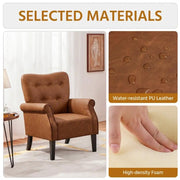 1 Pair Mid-century Modern Faux Leather Accent Chair Armchair by Yaheetech