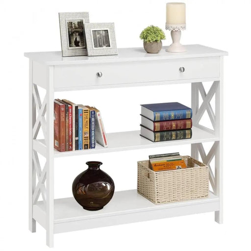 Yaheetech Wooden Console Table with 1 Drawer and 2 Open Shelves Wooden Console Table with 1 Drawer and 2 Open Shelves