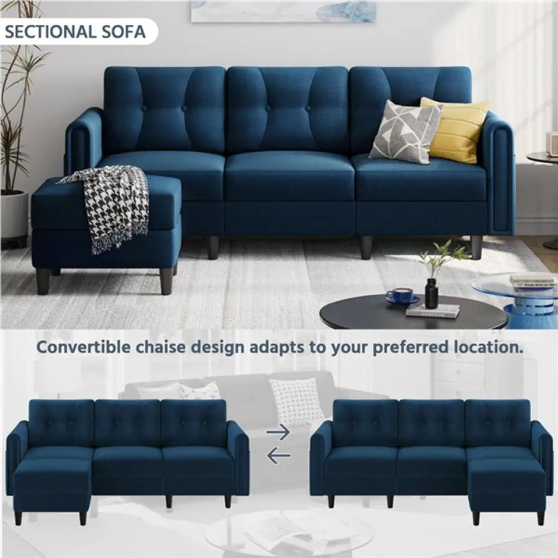 Yaheetech Velvet Upholstered Corner Sofa Velvet Upholstered Corner Sofa