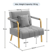 Yaheetech Velvet Accent Armchair with Cozy Pillow Velvet Accent Armchair with Cozy Pillow