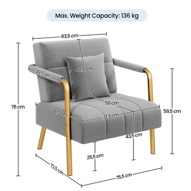 Yaheetech Velvet Accent Armchair with Cozy Pillow Velvet Accent Armchair with Cozy Pillow