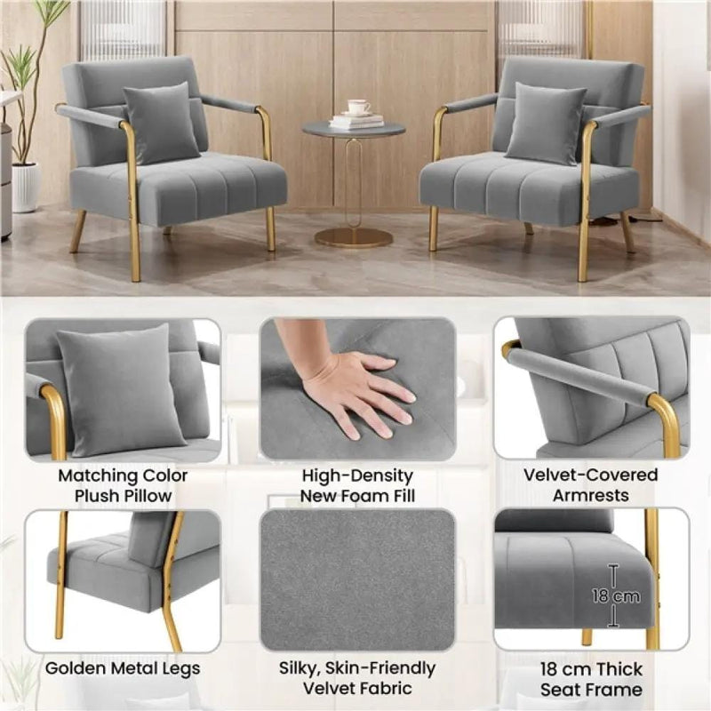 Yaheetech Velvet Accent Armchair with Cozy Pillow Velvet Accent Armchair with Cozy Pillow