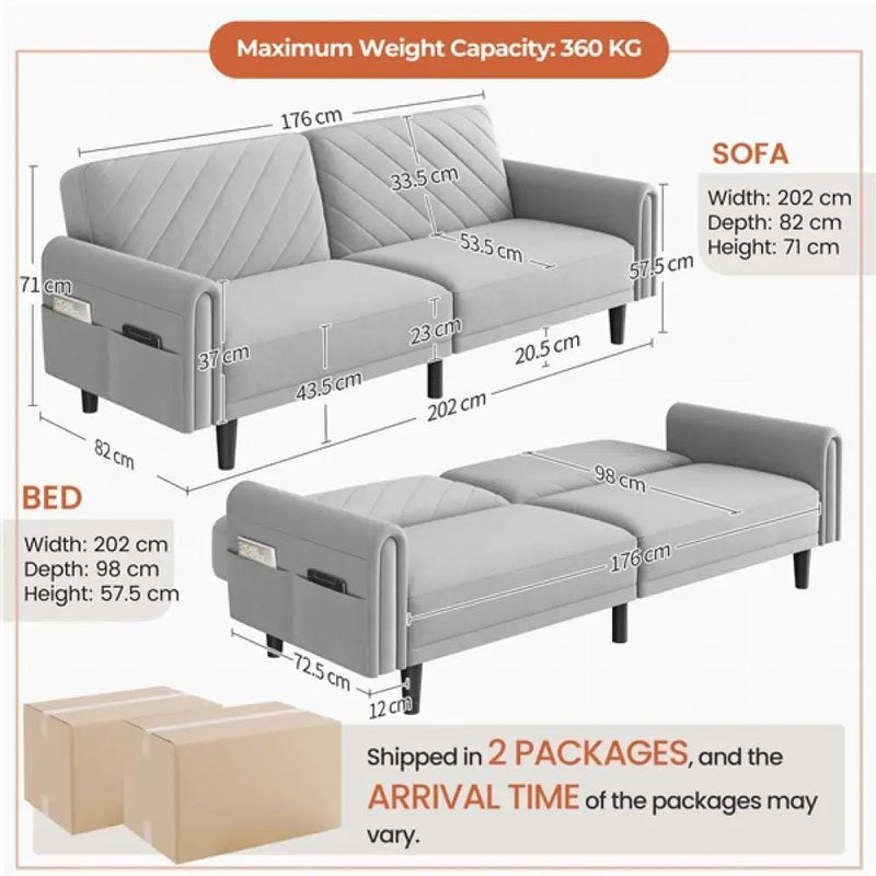 Yaheetech Convertible Sofa Bed Fabric 3-Seater Sofa Bed Convertible Sofa Bed Fabric 3-Seater Sofa Bed