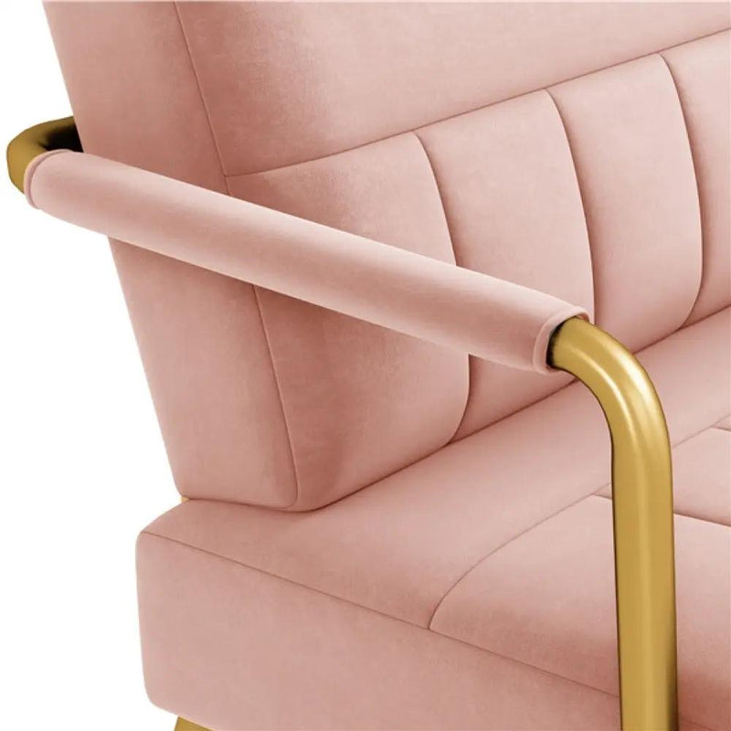 Yaheetech Upholstered Sofa Couch with Gold-tone Metal Arms and Legs Upholstered Sofa Couch with Gold-tone Metal Arms and Legs