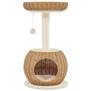 Yaheetech Rattan Cat House Cat Tower Rattan Cat House Cat Tower