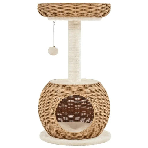Yaheetech Rattan Cat House Cat Tower Rattan Cat House Cat Tower