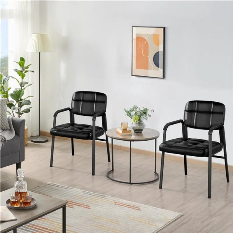 Yaheetech 2pcs Office Reception Chairs Faux Leather Guest Chairs 2pcs Office Reception Chairs Faux Leather Guest Chairs