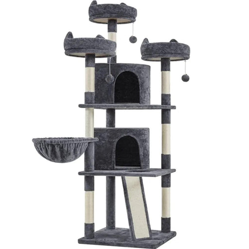 Large Cat Tree Big Cat House Plush Cat Tower by Yaheetech