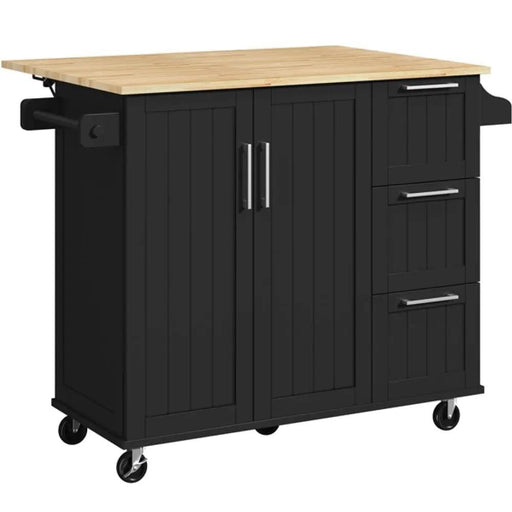 Kitchen Cart Kithen Trolley with Wood Top and Drop Leaf Breakfast Bar – view 2
