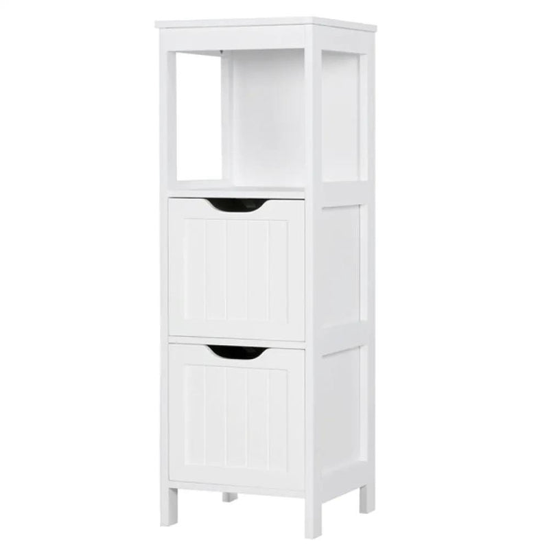 Yaheetech White Bathroom Cabinet 2 Hideaway Drawers 1 Shelf White Bathroom Cabinet 2 Hideaway Drawers 1 Shelf