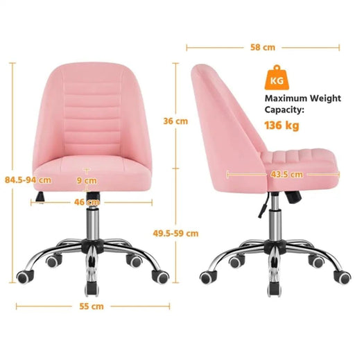 Modern Tufted Armless Computer Chair Task Chair Vanity Chair – view 2