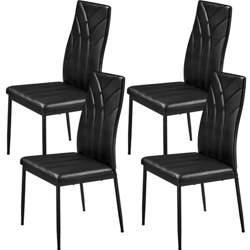 Set of 4 High Back Dining Chairs Upholstered Kitchen Chairs – view 2