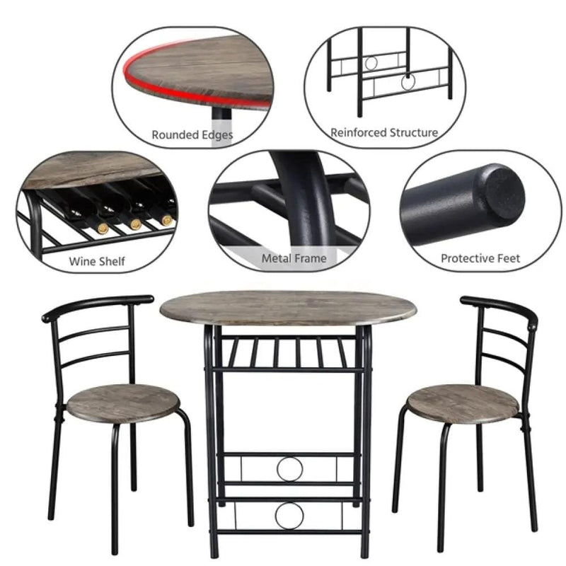 Yaheetech 3 Piece Dining Set Round Dining Table Set 3 Piece Dining Set Round Dining Table Set