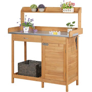 Outdoor Garden Potting Bench Table Work Bench Metal Tabletop – view 2