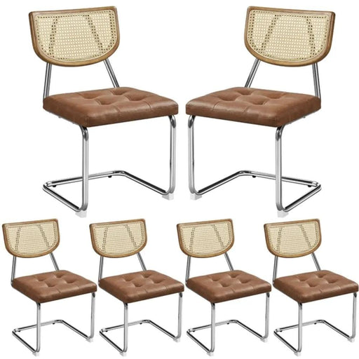 6PCS Mid-Century Modern Dining Chairs with Mesh Rattan Back – view 2