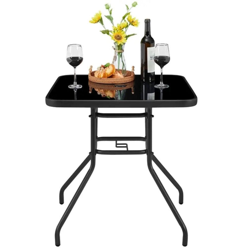 Yaheetech 28″ Square Patio Bistro Table with Umbrella Hole 28″ Square Patio Bistro Table with Umbrella Hole