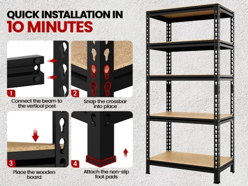 2pcs 5-Tier Utility Shelves Adjustable Metal Shelving Units – view 5