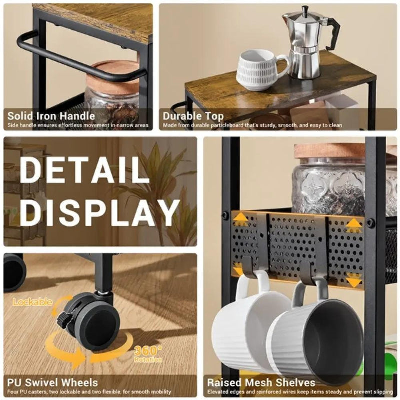 Yaheetech 4-Tier Storage Trolley Kitchen Trolley 4-Tier Storage Trolley Kitchen Trolley