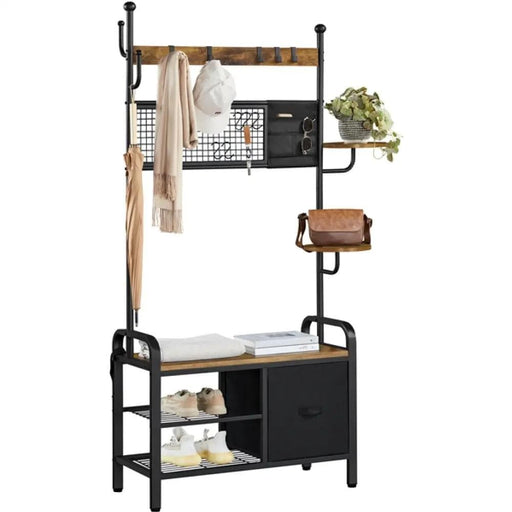 Yaheetech Hall Tree with Cat House Coat Rack Shoe Rack Hall Tree with Cat House Coat Rack Shoe Rack