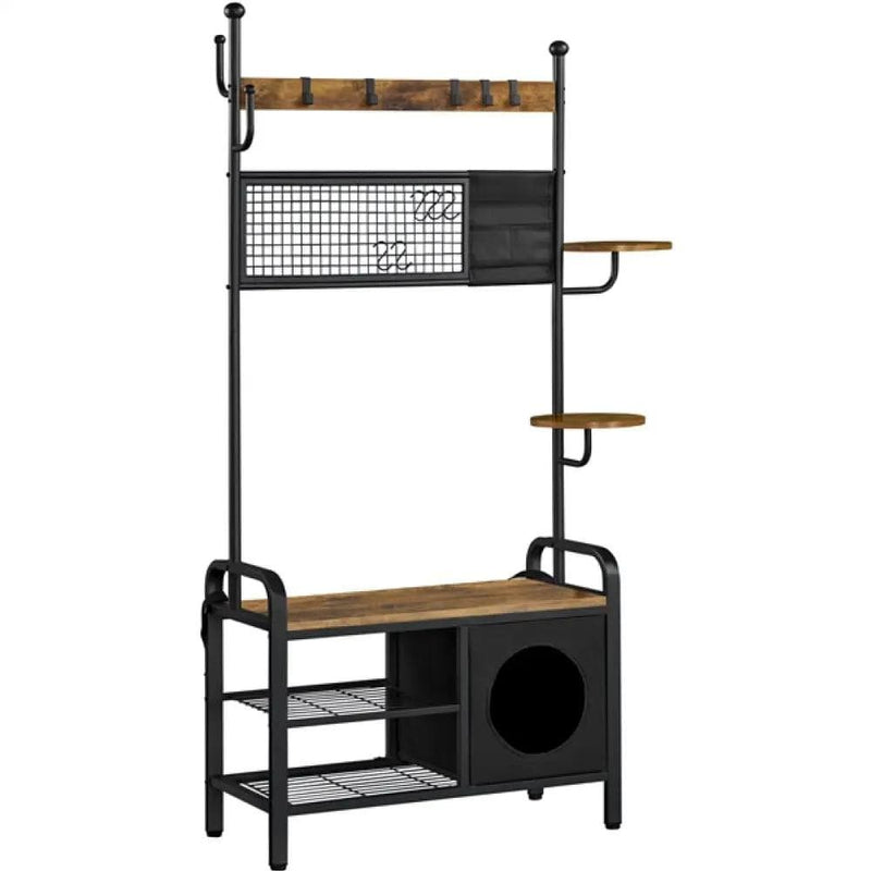 Yaheetech Hall Tree with Cat House Coat Rack Shoe Rack Hall Tree with Cat House Coat Rack Shoe Rack