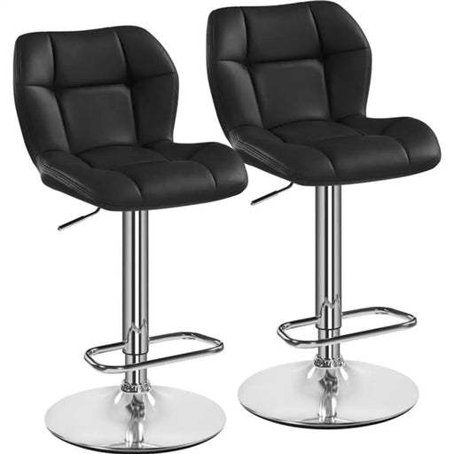 2PCS Adjustable Bar Stool Modern Faux Leather Swivel Bar Chair – view 2