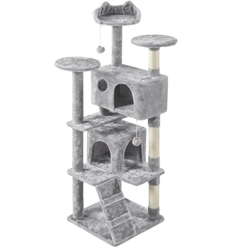 Cat Tree Condo Kitten Tree Tower w/ 2 Condos & 2 Dangling Balls & 3 Scratching Posts – view 2