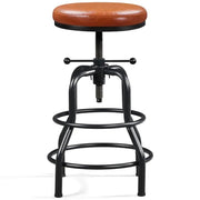 Vintage Industrial Bar Stool Rustic Swivel Bar Stool Round Faux Leather Metal Stool – view 11