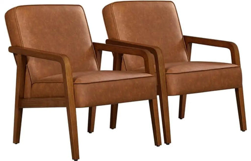 Set of Two Mid-Century Retro Modern Upholstered Lounge Chair Armchair – view 1