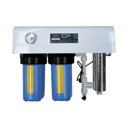 2-Stage Whole House Water Filter + UV Steriliser - 5µm, 30 LPM, Wall Mounted NZ