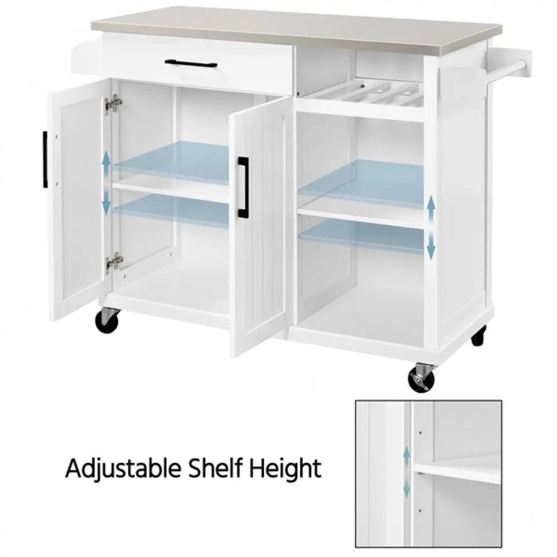 Kitchen Trolley Kitchen Island Cart with Stainless Steel Top & Storage – view 12
