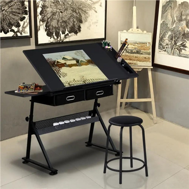 Drafting Table/Stool Set with Adjustable Table Angles & Heights All-in-One – view 12