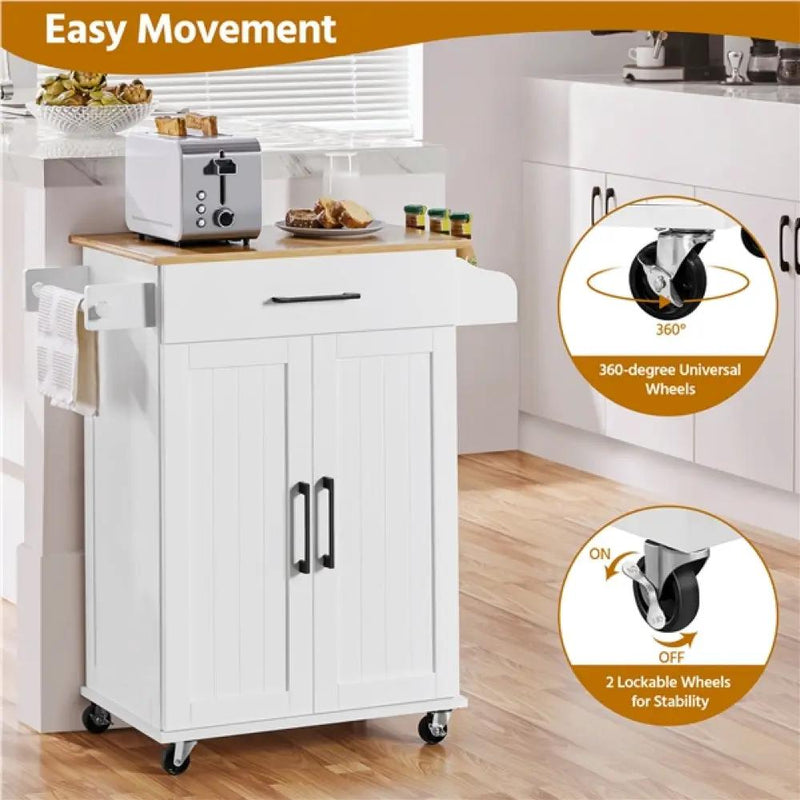 Kitchen Island Cart with Spice Rack Storage Rolling Kitchen Cart – view 12
