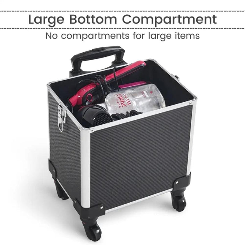 5-In-1 Professional Aluminum Rolling Cosmetic Makeup Train Cases Trolley – view 12