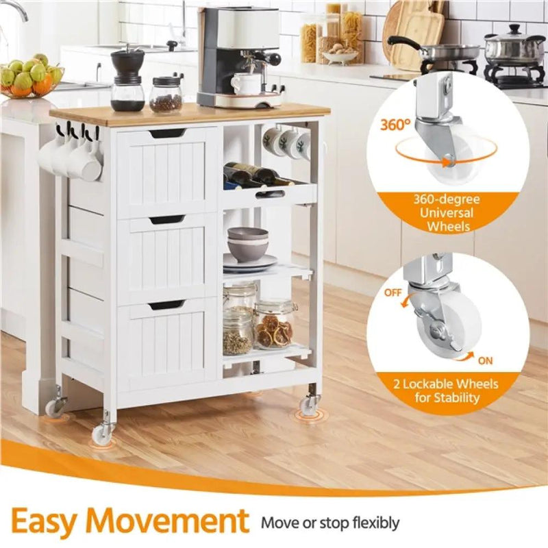 Yaheetech Kitchen Island with Wheels Kitchen Storage Serving Cart Kitchen Island with Wheels Kitchen Storage Serving Cart