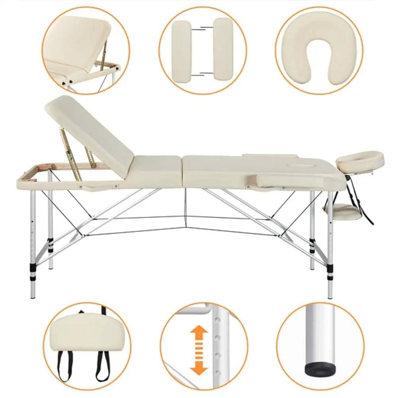 Adjustable 3 Fold Massage Bed Aluminum Alloy Massage Couch – view 12