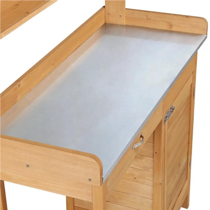 Outdoor Garden Potting Bench Table Work Bench Metal Tabletop – view 12