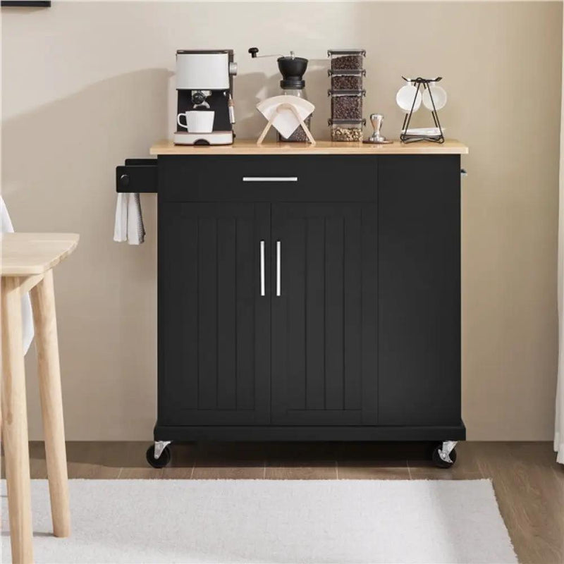 Kitchen Island Kitchen Trolley on Wheels with Drawers & Cabinet – view 13