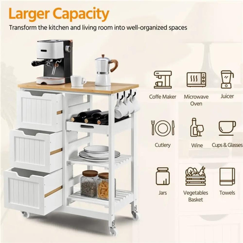 Yaheetech Kitchen Island with Wheels Kitchen Storage Serving Cart Kitchen Island with Wheels Kitchen Storage Serving Cart