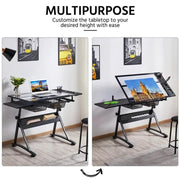 Height Adjustable Glass Drafting Table & Stool Set Art Table – view 13