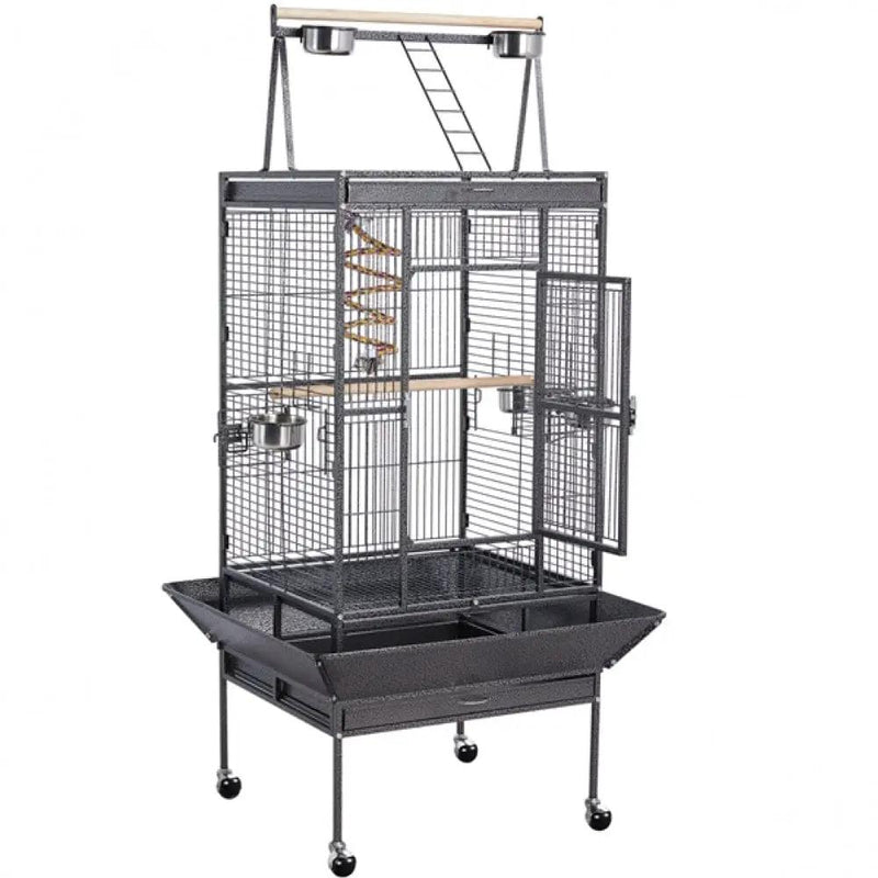 Yaheetech H68.5'' Play Top Parrot Cage Metal Rolling Bird Cage H68.5'' Play Top Parrot Cage Metal Rolling Bird Cage