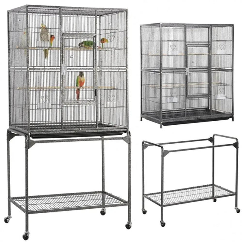 Yaheetech 63’’H Large Parrot Cage w/ Stand Rolling Metal Pet Cage 63’’H Large Parrot Cage w/ Stand Rolling Metal Pet Cage