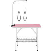 Dog Grooming Table with Basket Style Tool Shelf and Adjustable Arm Fold-up Pet Salon Table – view 3