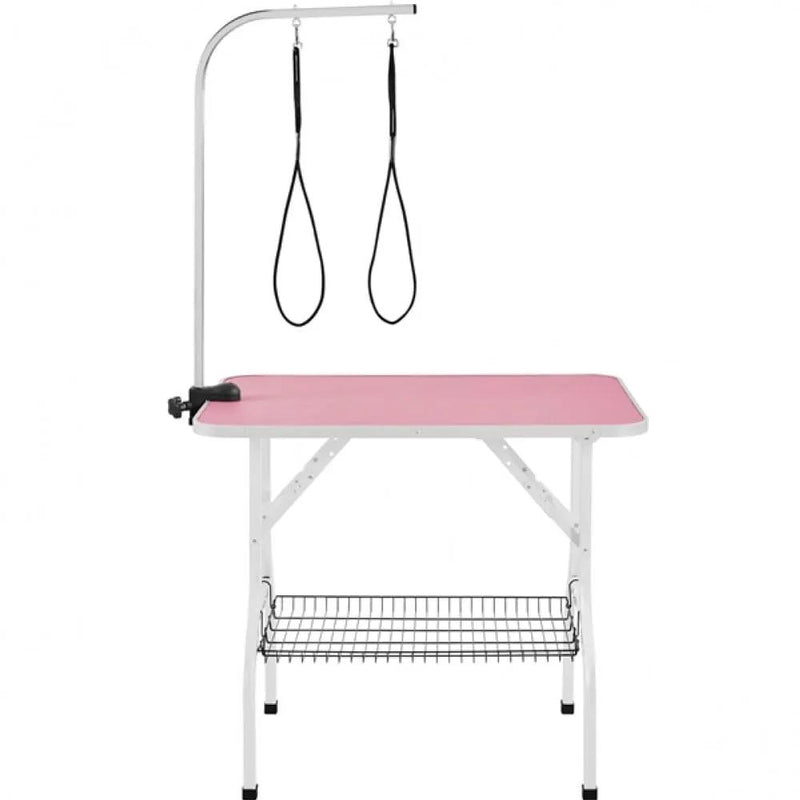 Dog Grooming Table with Basket Style Tool Shelf and Adjustable Arm Fold-up Pet Salon Table – view 3