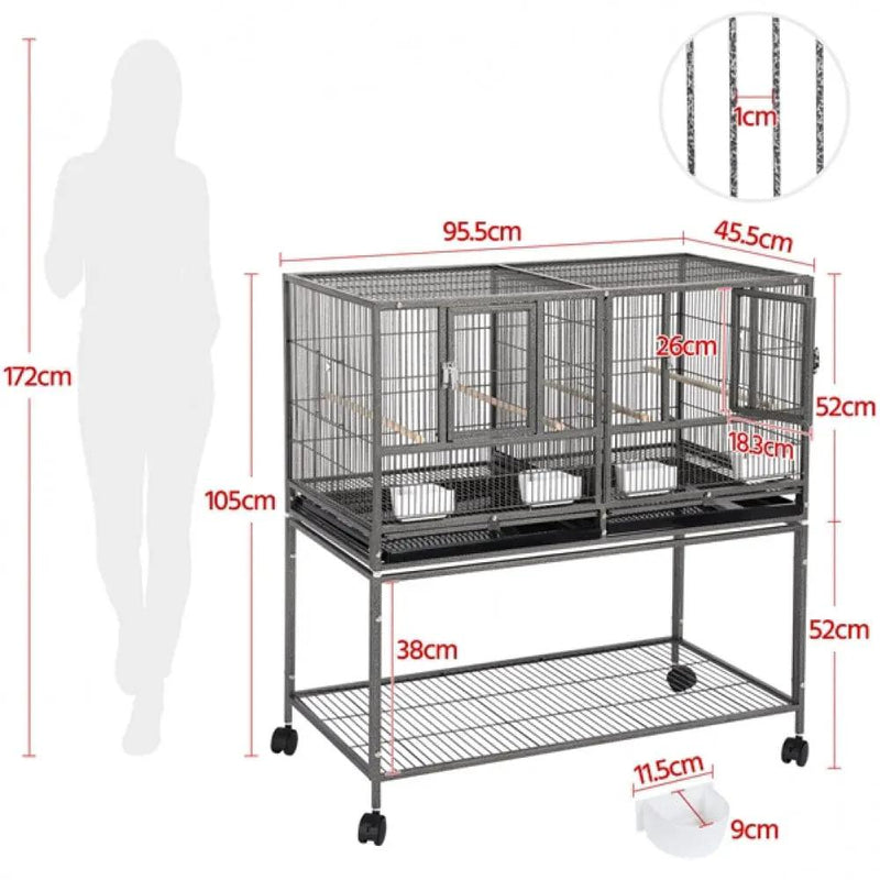 Yaheetech Stackable Wide Bird Cage Divided Breeder Cage Stackable Wide Bird Cage Divided Breeder Cage