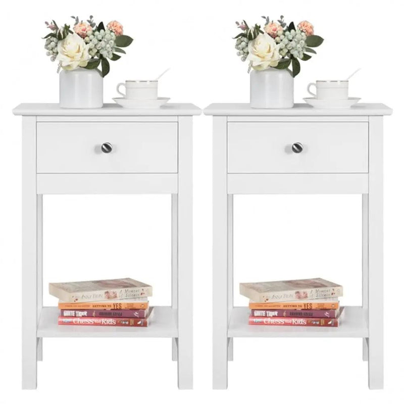 Yaheetech 2PCS High Quality Bedside End Table Storage Cabinet 2PCS High Quality Bedside End Table Storage Cabinet