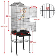 Yaheetech Rolling Metal Bird Cage with Detachable Stand Rolling Metal Bird Cage with Detachable Stand