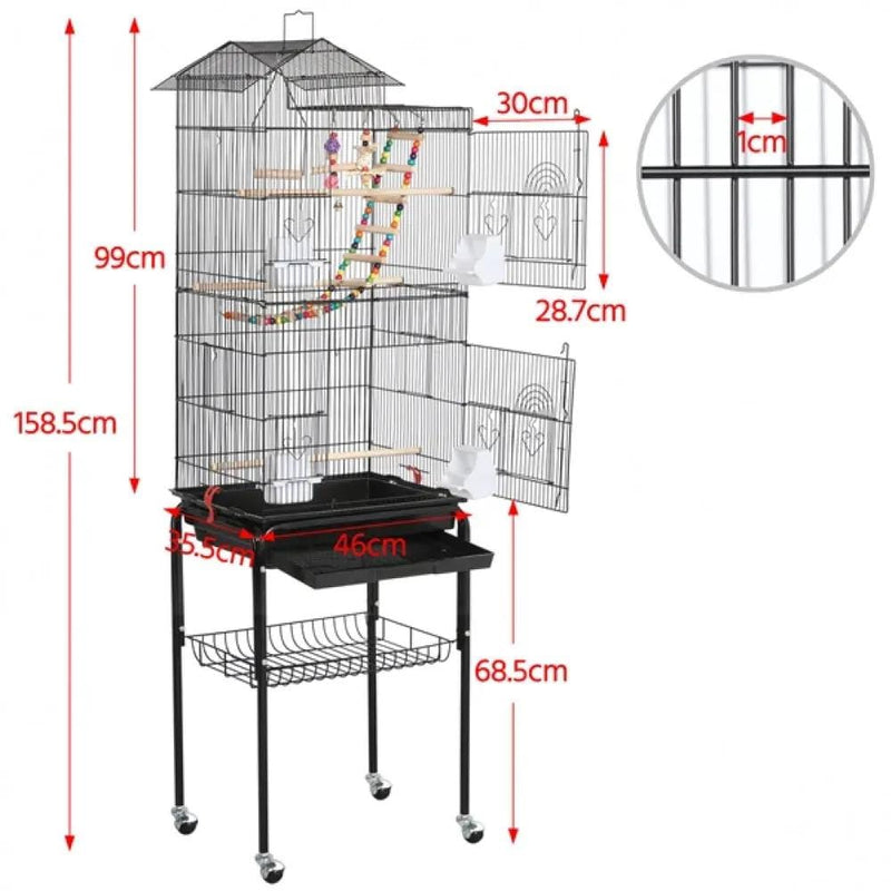 Yaheetech Rolling Metal Bird Cage with Detachable Stand Rolling Metal Bird Cage with Detachable Stand