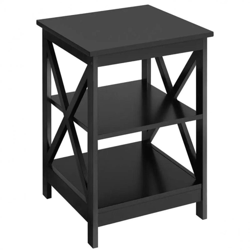 3 Tier Wood X Shape Bedside End Table Storage Cabinet Night Stand – view 3