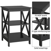 3 Tier Wood X Shape Bedside End Table Storage Cabinet Night Stand – view 6