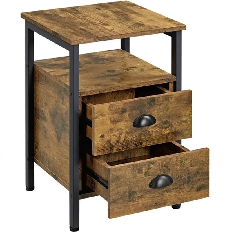 Yaheetech Side Table with 2 Drawers and Open Shelf Side Table with 2 Drawers and Open Shelf